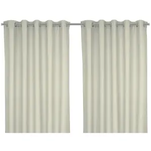 Beige Solid dyed Lined Eyelet Curtain (W)117cm (L)137cm, Pair