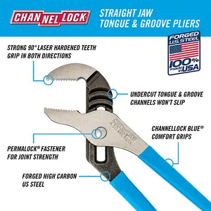 Channellock Straight Jaw Tongue & Groove Pliers  With A Permalock