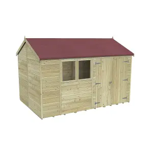 Forest Garden Timberdale 12x8 ft Reverse apex Wooden 2 door Shed with floor (Base included) - Assembly service included