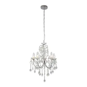 Luminosa Tabitha 5 Light Bathroom Ceiling Pendant Light Chrome, Clear Crystal (K9) Glass Detail IP44, G9