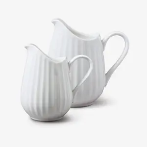 WM Bartleet & Sons Porcelain Fluted Jugs, Set of 2 (500ml and 350ml)