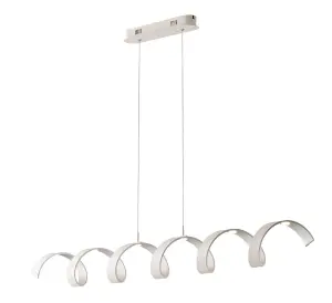 Luminosa Helix Integrated LED Swirl Effect Bar Pendant, White, Silver, 4000K