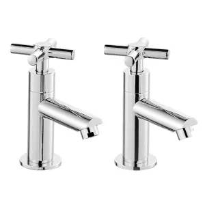 BATHWEST Chrome Basin Cross Sink Taps Pair of Bathroom Sink Mixers Tap Brass Main Body