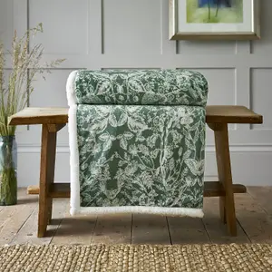 SuperSoft Cosy Warm Large Fleece Throw Secret Garden Green