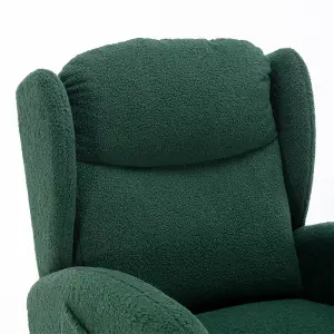 Modern Teddy Fabric Upholstered Rocking Chair Wingback Padded Seat For Living Room Bedroom, Green