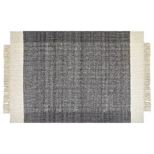 Wool Area Rug 160 x 230 cm Black and Off-White ATLANTI