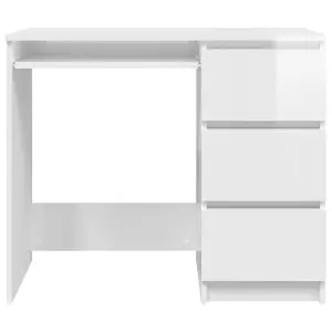 Berkfield Desk High Gloss White 90x45x76 cm Engineered Wood