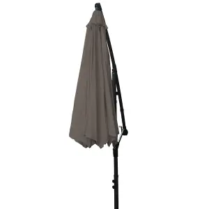 SunDaze 3M Taupe Garden Patio Cantilever Banana Hanging Umbrella, Parasol Base & Weather Protective Cover