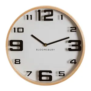 Interiors by Premier Vitus White Wood Large Numbers Wall Clock