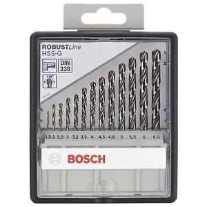 Bosch Professional 13-Piece Robust Line Metal Drill Bit Set HSS-G, 135A (1.5-6.5mm)