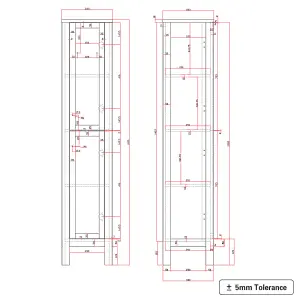 SunDaze 1600mm Traditional Tall Cabinet Cupboard Floor Standing Storage Furniture Unit Matte Grey