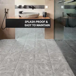 Self-Adhesive Vinyl Floor Tiles - 30 Pack for 30 ft² (2.79 m²) Coverage - Peel & Stick Vinyl Floor Tiles- Light Grey Marble Effect