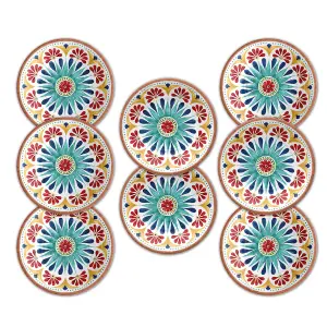 Purely Home Rio Medallion Melamine Side Plates - Set of 8