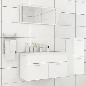 Berkfield Bathroom Furniture Set High Gloss White Engineered Wood