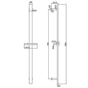 Dezine Alto Concealed Shower Kit with Slide Rail Kit and Wall Mounted Rain Head, Chrome