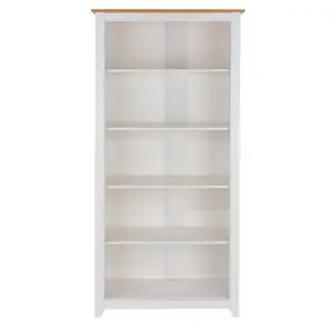 White tall 5 shelf bookcase, Capri range