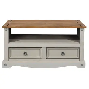 Home Source Corona 2 Drawer TV Media Entertainment Stand Unit Grey