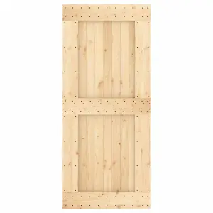 Berkfield Sliding Door with Hardware Set 90x210 cm Solid Wood Pine