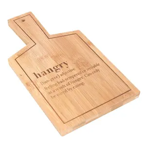 Bamboo Serving Board With a 'Hangry' Meaning. (H26.5 cm)