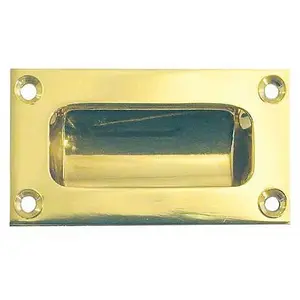 AFIT Polished Brass Rectangular Flush Cabinet Door Pull 75mm