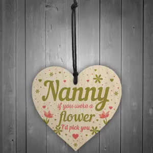 Red Ocean Gifts for Nanny Nan Grandma Wooden Heart Plaque Birthday Gifts For Nanny Gifts From Grandchildren