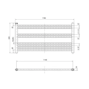 Triton Chrome Heated Towel Rail - 500x1180mm