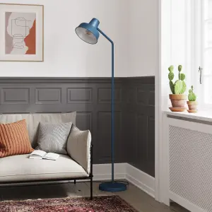 GoodHome Orous Industrial Matt Blue LED Floor lamp