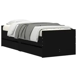 Berkfield Bed Frame with Drawers without Mattress Black 100x200 cm