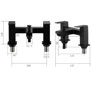 Bath Taps with Shower,  Black Bathroom Shower Tap Tub Mixer Tap Bath Filler Tap