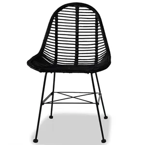 Berkfield Dining Chairs 2 pcs Black Natural Rattan