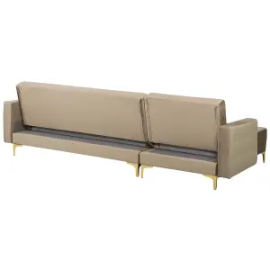 Corner Sofa ABERDEEN Sand Beige Velvet Right Hand