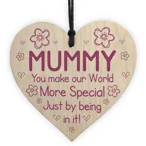 Red Ocean Mothers Day Gift For Mummy Wooden Heart Sign Keepsake Mummy Birthday Gifts For Her