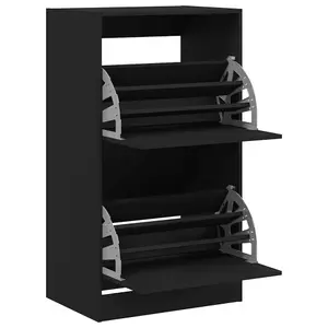 Shoe Cabinet with 2 Flip-Drawers Black 60x42x108 cm