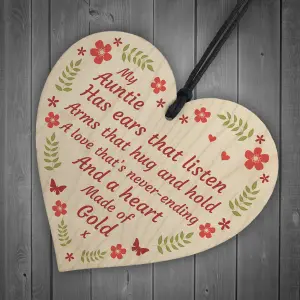 Mothers Day Birthday Gift For Auntie Wooden Heart Love Gift For Niece Nephew Keepsake