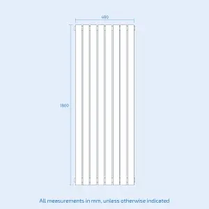 Nes Home 1800 x 480 mm Central Connection Vertical Designer Radiator Black Double Oval Tube