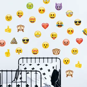 Emoji Wall Sticker Pack Children's Bedroom Nursery Playroom Décor Self-Adhesive Removable