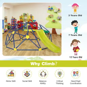 Costway Kids Climbing Dome & Play Set with Slide 180 KG Capacity Fabric Cushion 3-12 Years