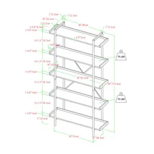 Jessica 92cm W Steel Etagere Bookcase Dark Walnut