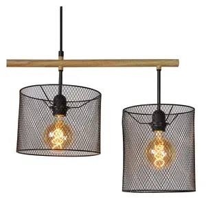 Lucide Baskett Vintage Bar Pendant Light - 4xE27 - Black