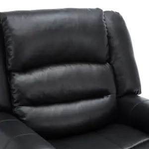 Denver Bonded Leather Recliner Armchair W Stud Sofa Home Lounge Chair Reclining (Black)