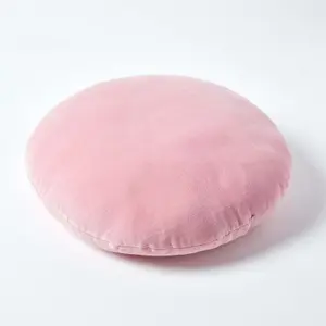 Homescapes Pink Velvet Cushion, 40 cm Round