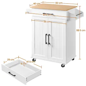 Yaheetech White Rolling Kitchen Cart with Drawer