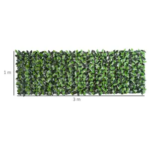 Outsunny Artificial Leaf Hedge Screen Privacy Fence Panel for Garden 3Mx1M