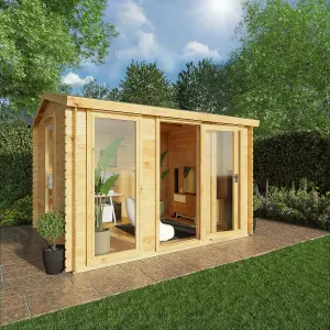 Waltons 3.5m x 3m Wooden 19mm Log Cabin Garden Summerhouse Apex Shed 11ft x 10ft