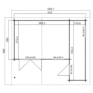 Lasita Osland Little Rock Log Cabin with Side Store - 5.1m x 4.3m -Traditional Log Cabin