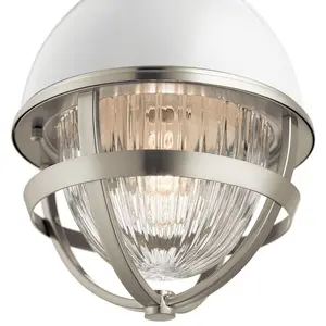 Luminosa Kichler Tollis Globe Pendant Ceiling Light Brushed Nickel & White