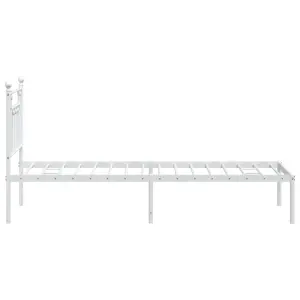 Berkfield Metal Bed Frame with Headboard White 75x190 cm