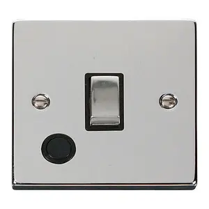 Polished Chrome 1 Gang 20A Ingot DP Switch With Flex - Black Trim - SE Home