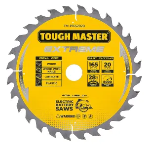 TOUGH MASTER Circular Saw Blade 165mm Professional TCT Mitre Saw Circular Saw Blade 165 x 20 x 28T Ideal