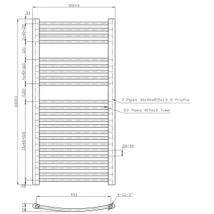 Right Radiators Electric Heated Towel Rail Radiator Curved Pre-filled Designer Ladder Warmer Chrome 1100x500 mm